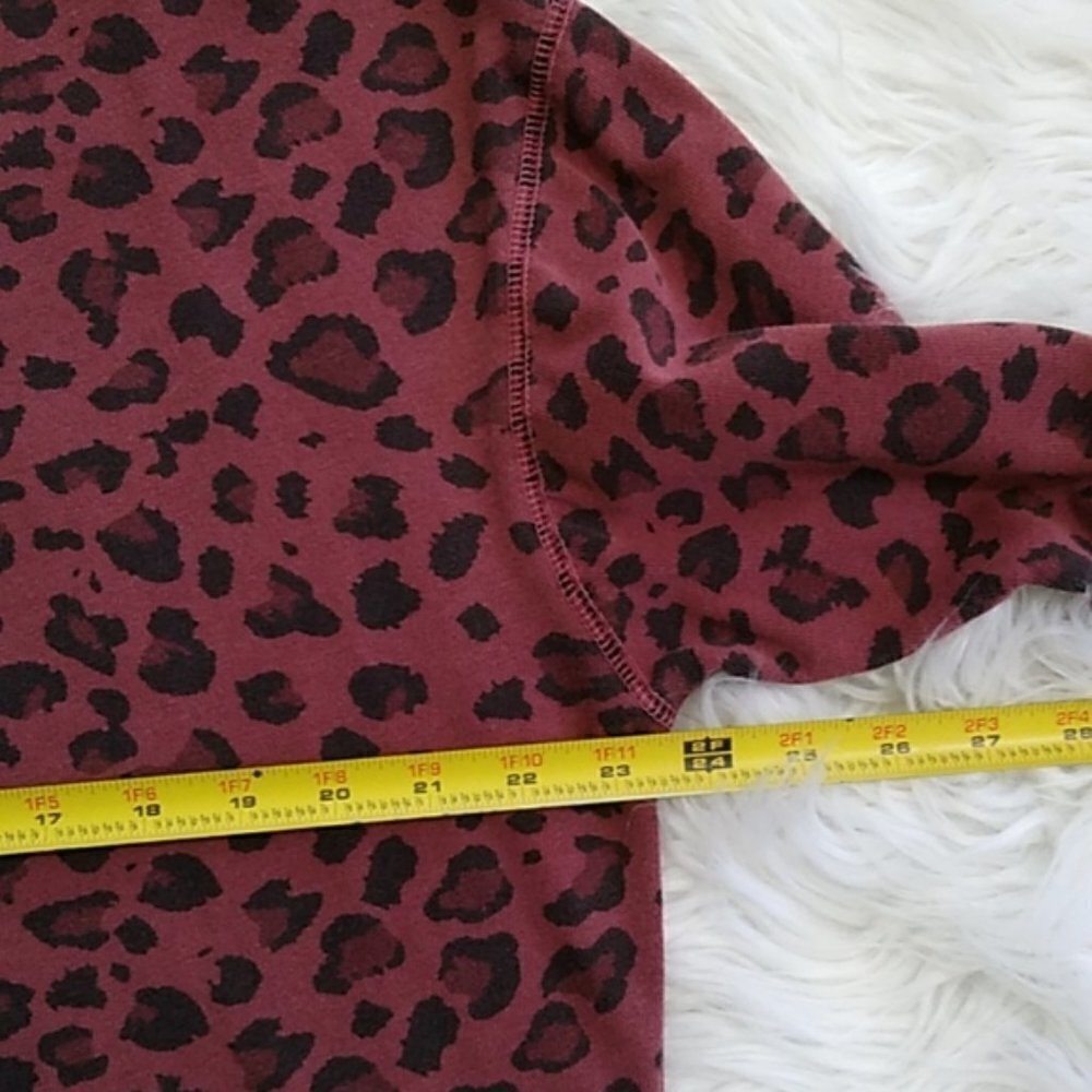 Sundry Leopard Drapey Sweatshirt Maroon - Picture 13 of 15